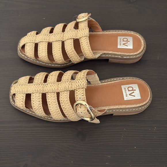 DV By Dolce Vita Falcon Raffia Buckle Mules Slip On Natural Size 8 - Picture 3 of 13